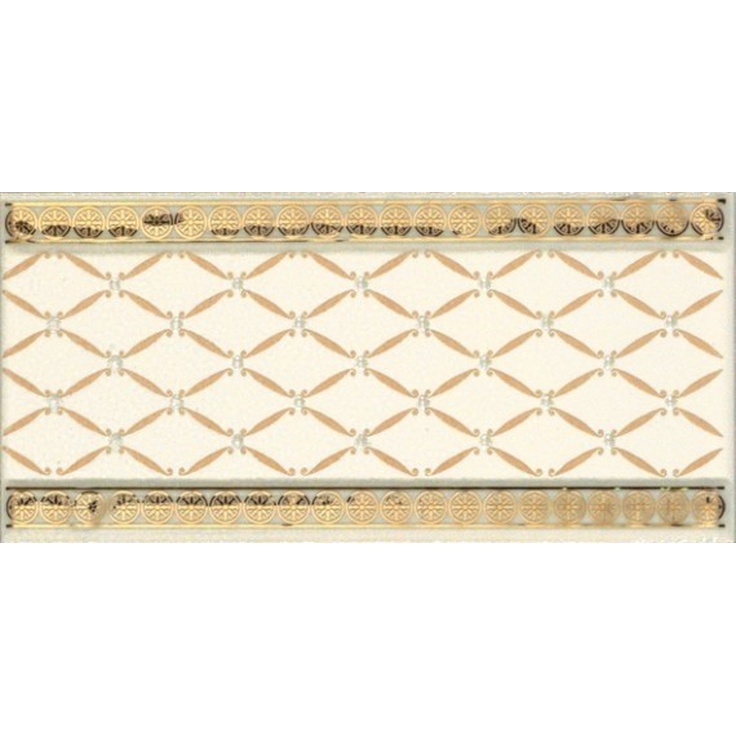 Almera Ceramica Noblesse Cenefa Delis Marfil Gold Бордюр 10x20 см, Испания, под обои  - фото 1